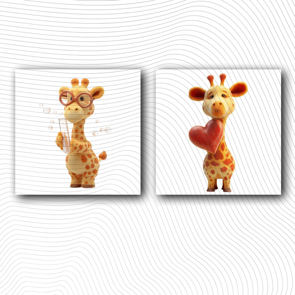 20 Quirky Giraffe Clipart Set | Funny  Characters PNG Transparent Background| 300DPI