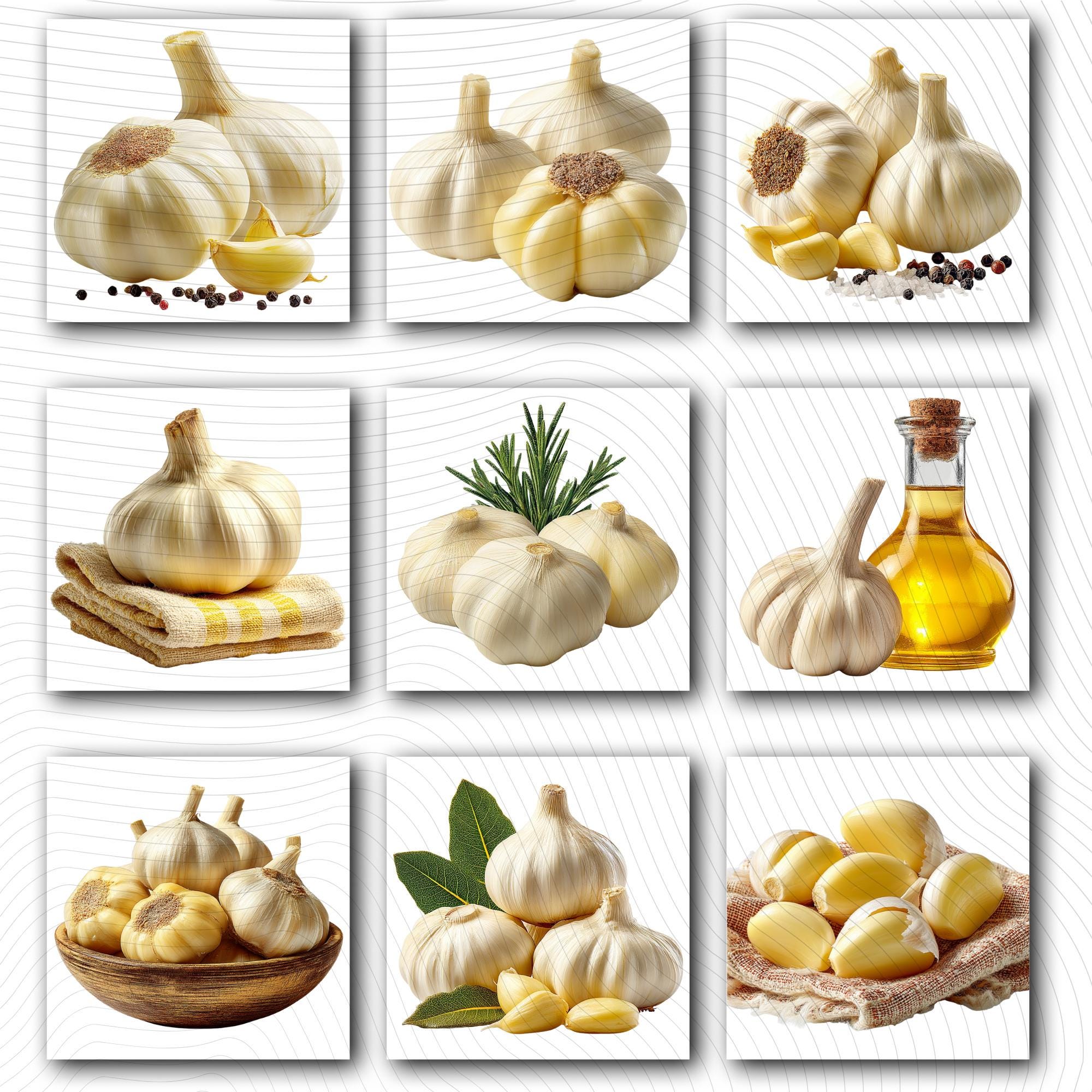 27 Realistic Garlic Bundle | PNG Transparent Background