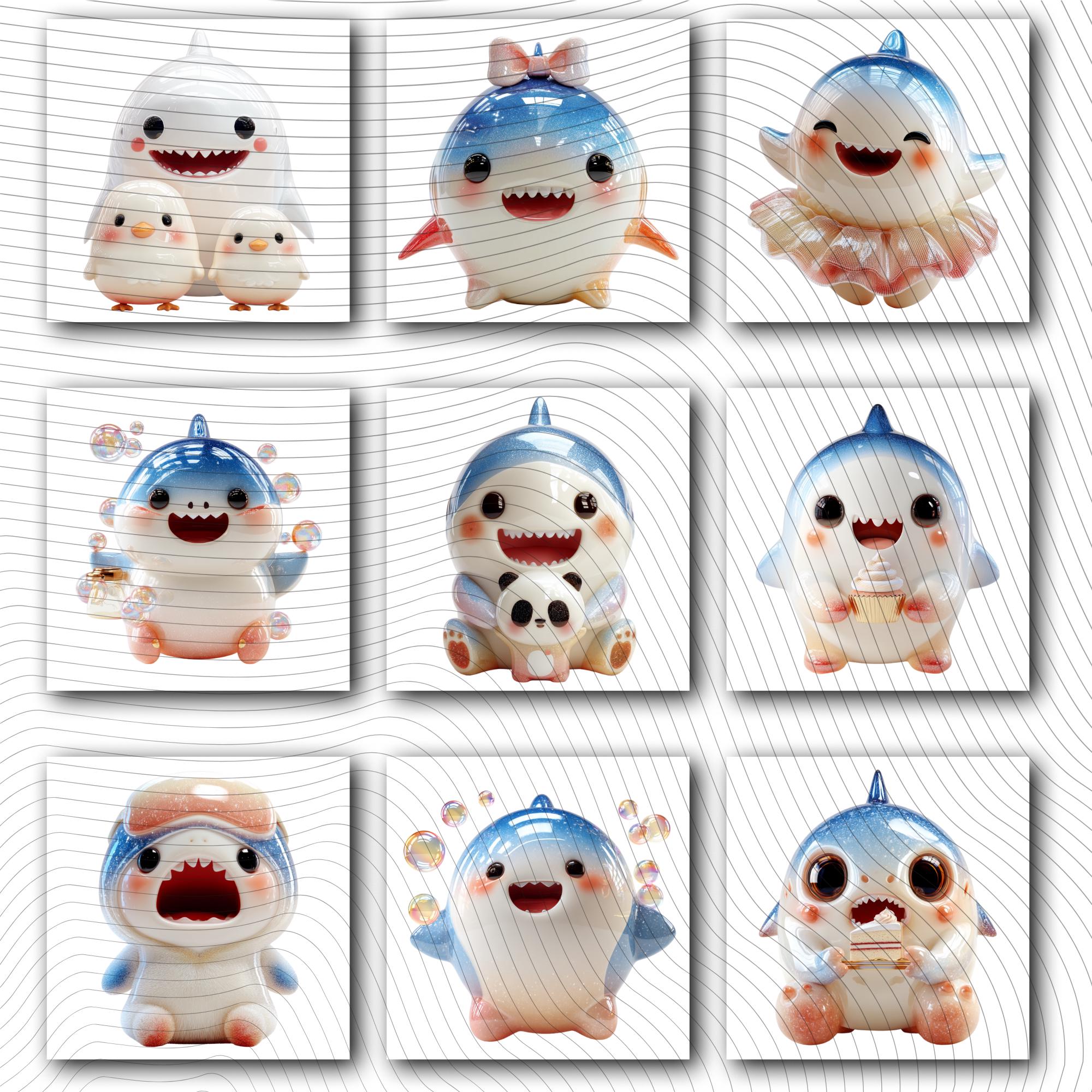 19 Quirky Shark Clipart Set | Funny Characters PNG Transparent Background| 300DPI