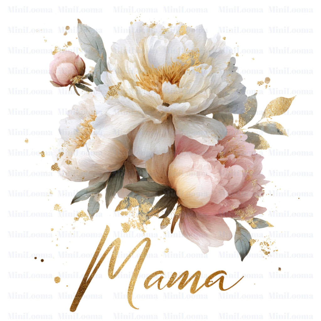 20 Watercolor Mama Floral Clipart Bundle: Sunflower, Rose, Peony (Transparent PNG)
