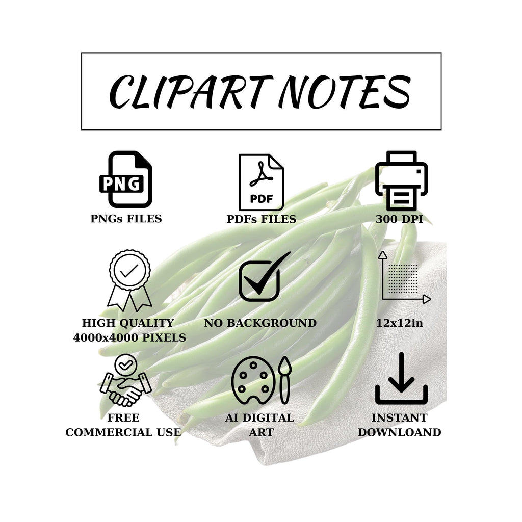 18 Realistic Green Beans Clipart Bundle| PNG Transparent Background