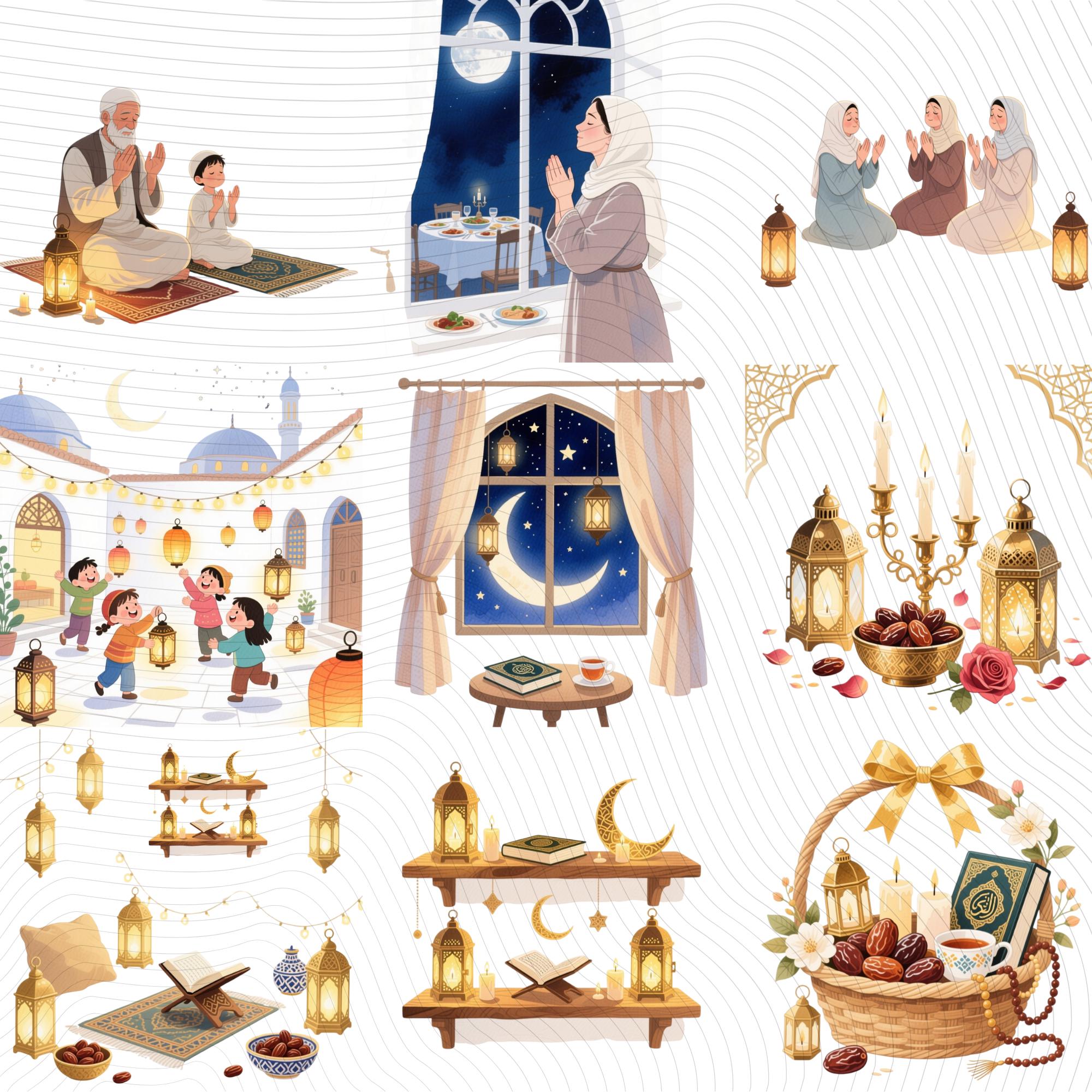 25 Ramadan Family Night iftar Clipart Set| Transparent Background PNG