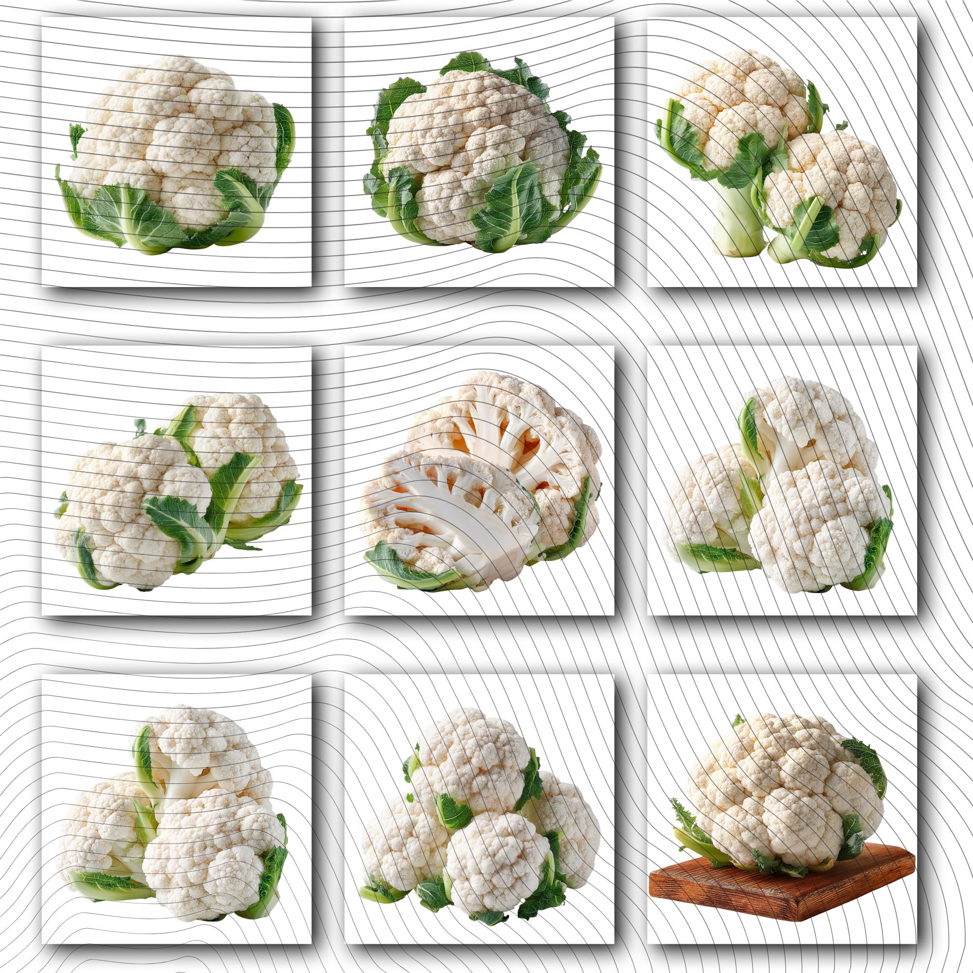 26 Realistic Cauliflower  Clipart Bundle| PNG Transparent Background