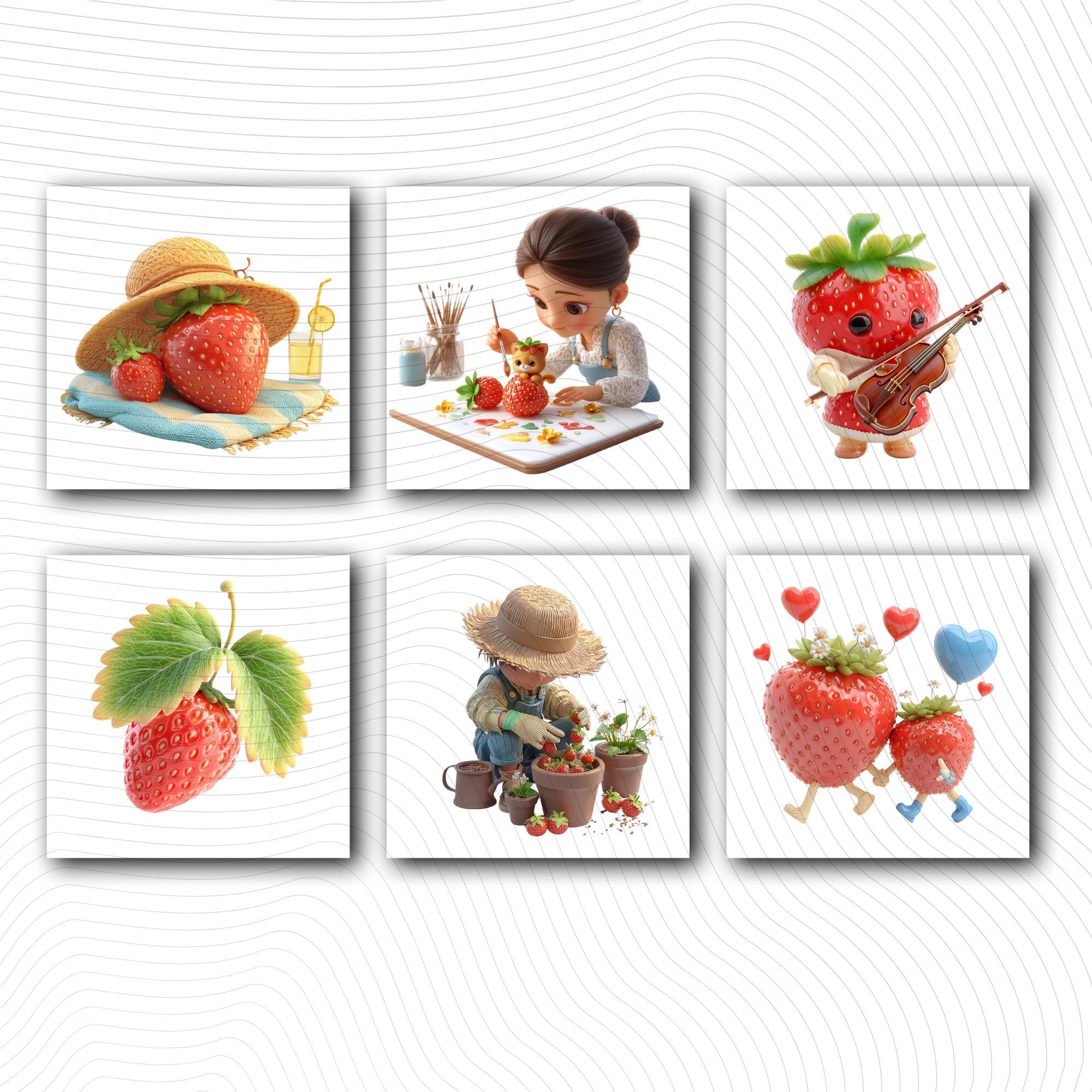 24 The Quirky Strawberry Diaries | Strawberry Characters PNG Transparent Background