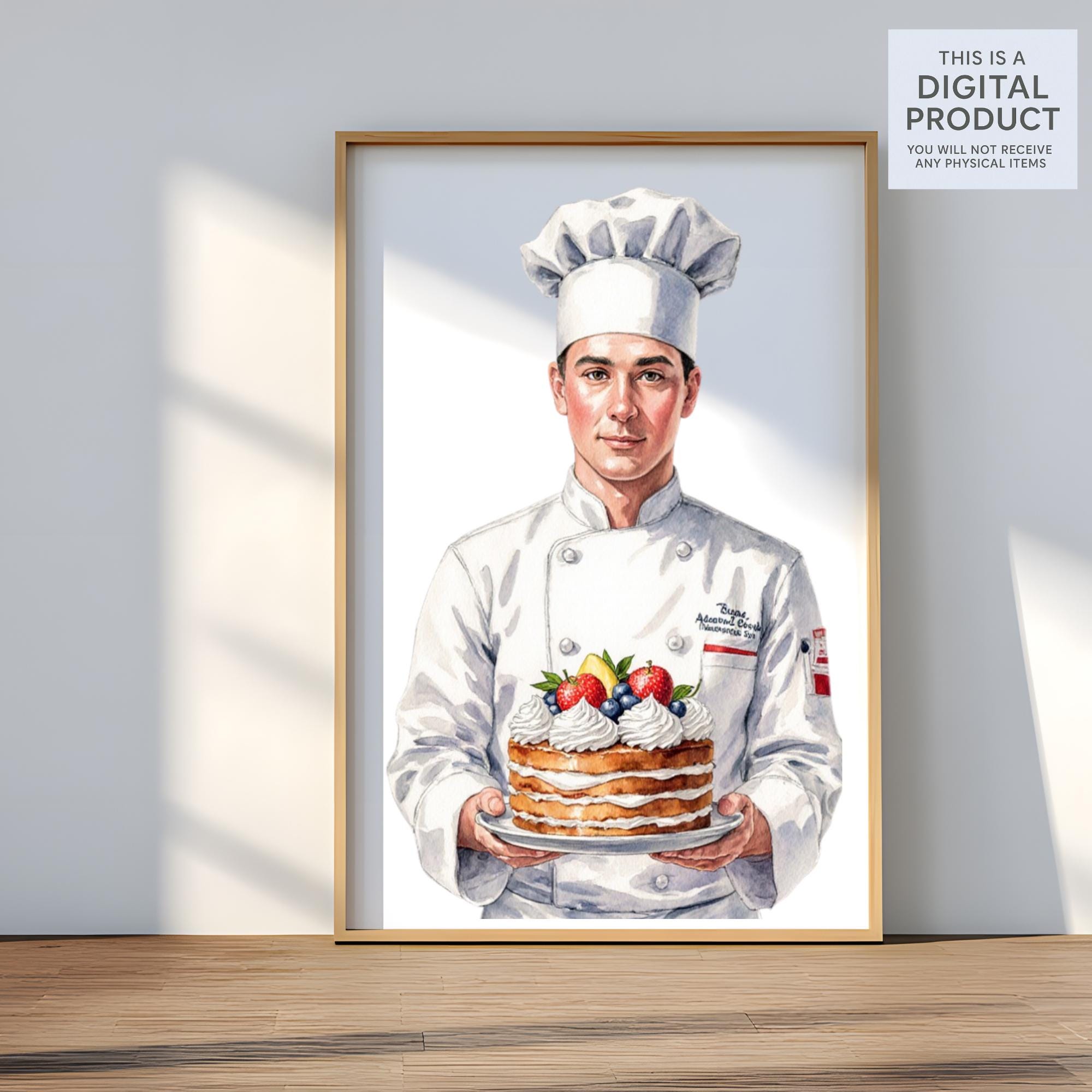 39 Professional Chef Watercolor Clipart Set | PNG Transparent Background Illustrations