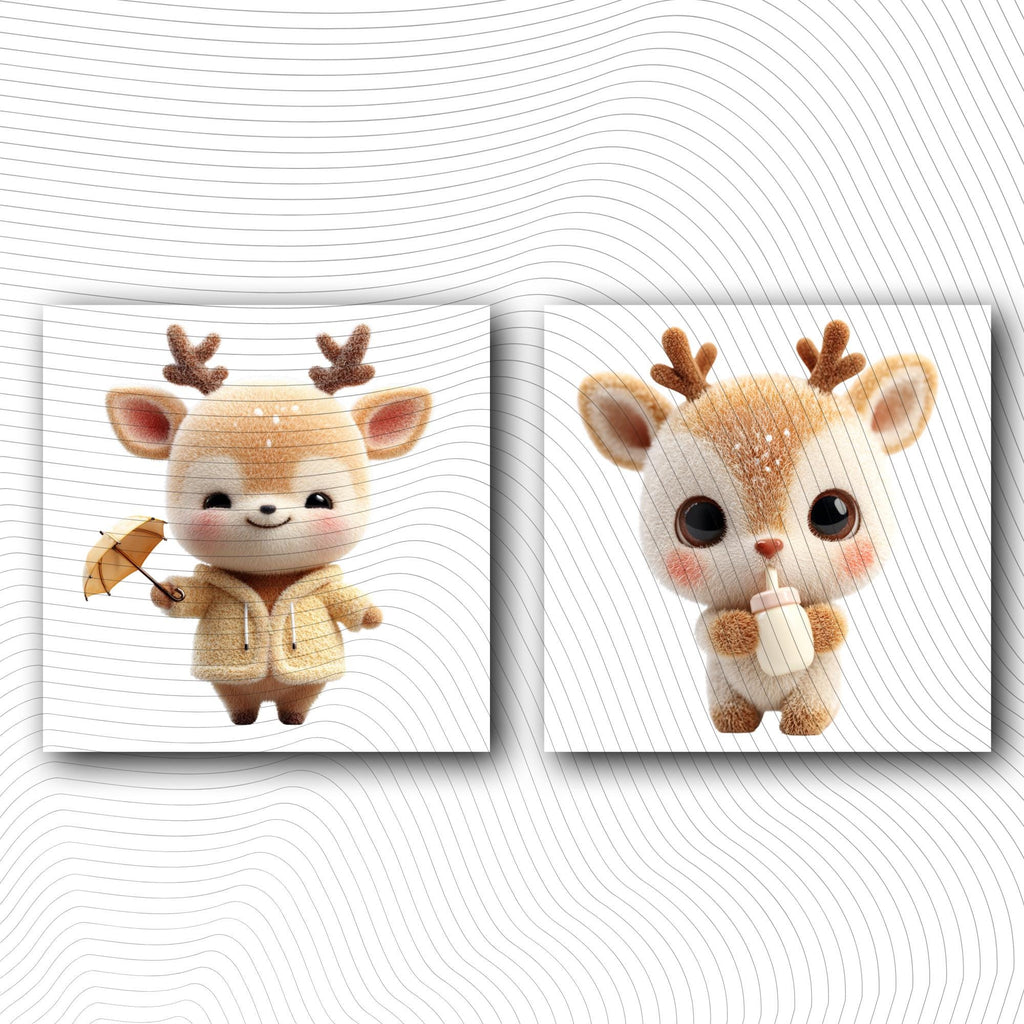 20 Quirky Deer Clipart Set | Funny Characters PNG Transparent Background| 300DPI