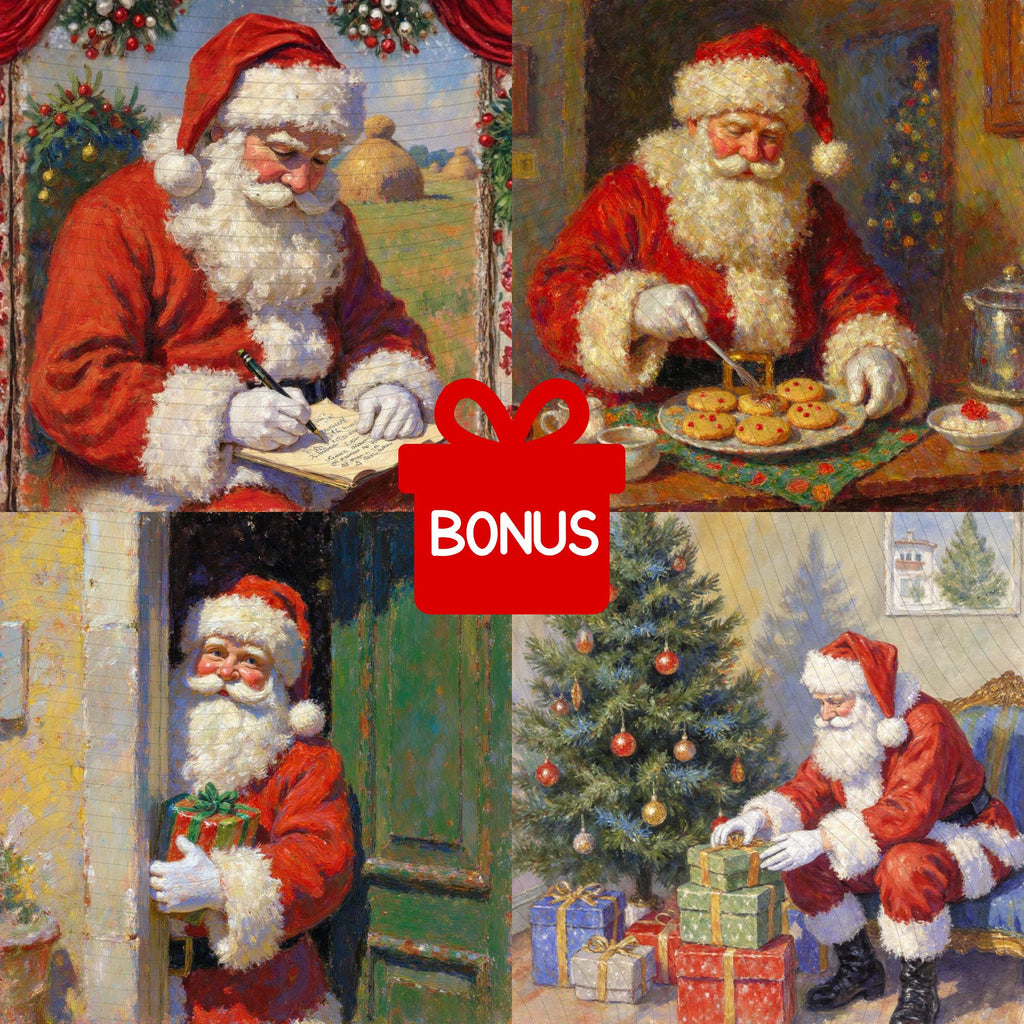 24 Santa Christmas Clipart Set, Watercolor PNG, Transparent Background (300 DPI)