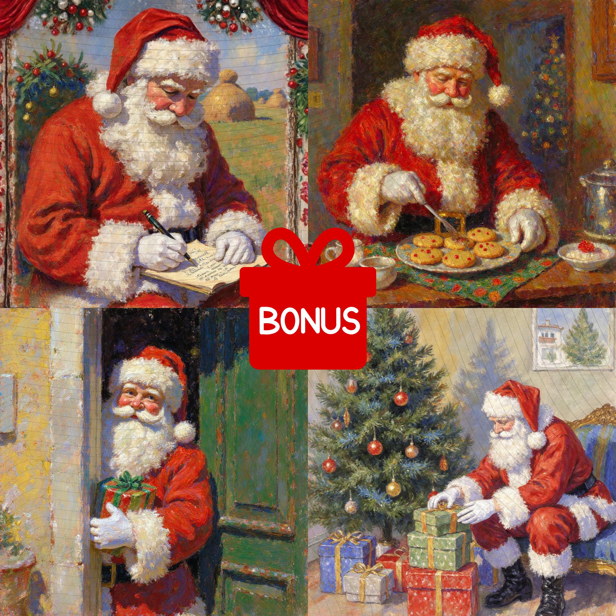 24 Santa Christmas Clipart Set, Watercolor PNG, Transparent Background (300 DPI)