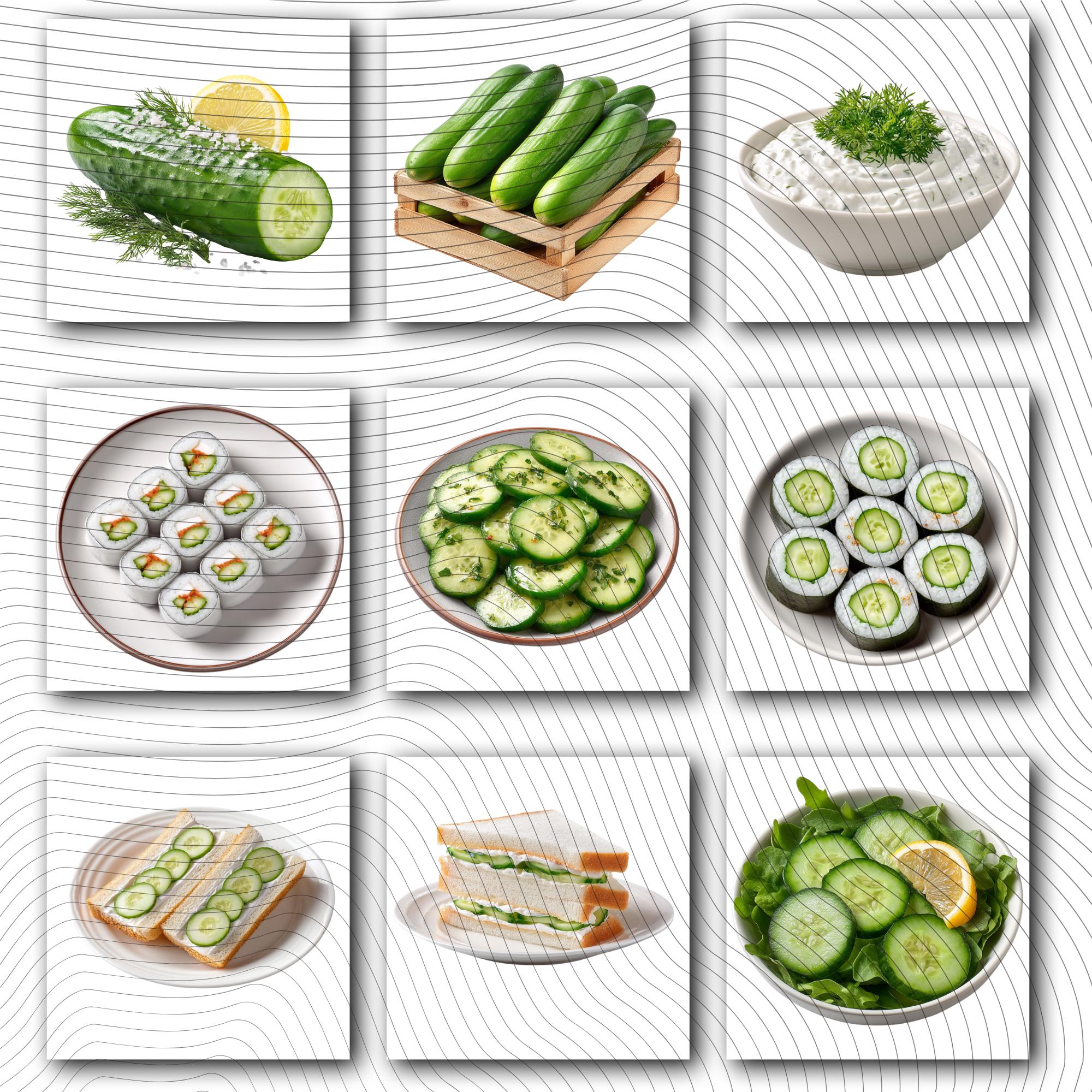 27 Realistic Cucumber Clipart Bundle| PNG Transparent Background