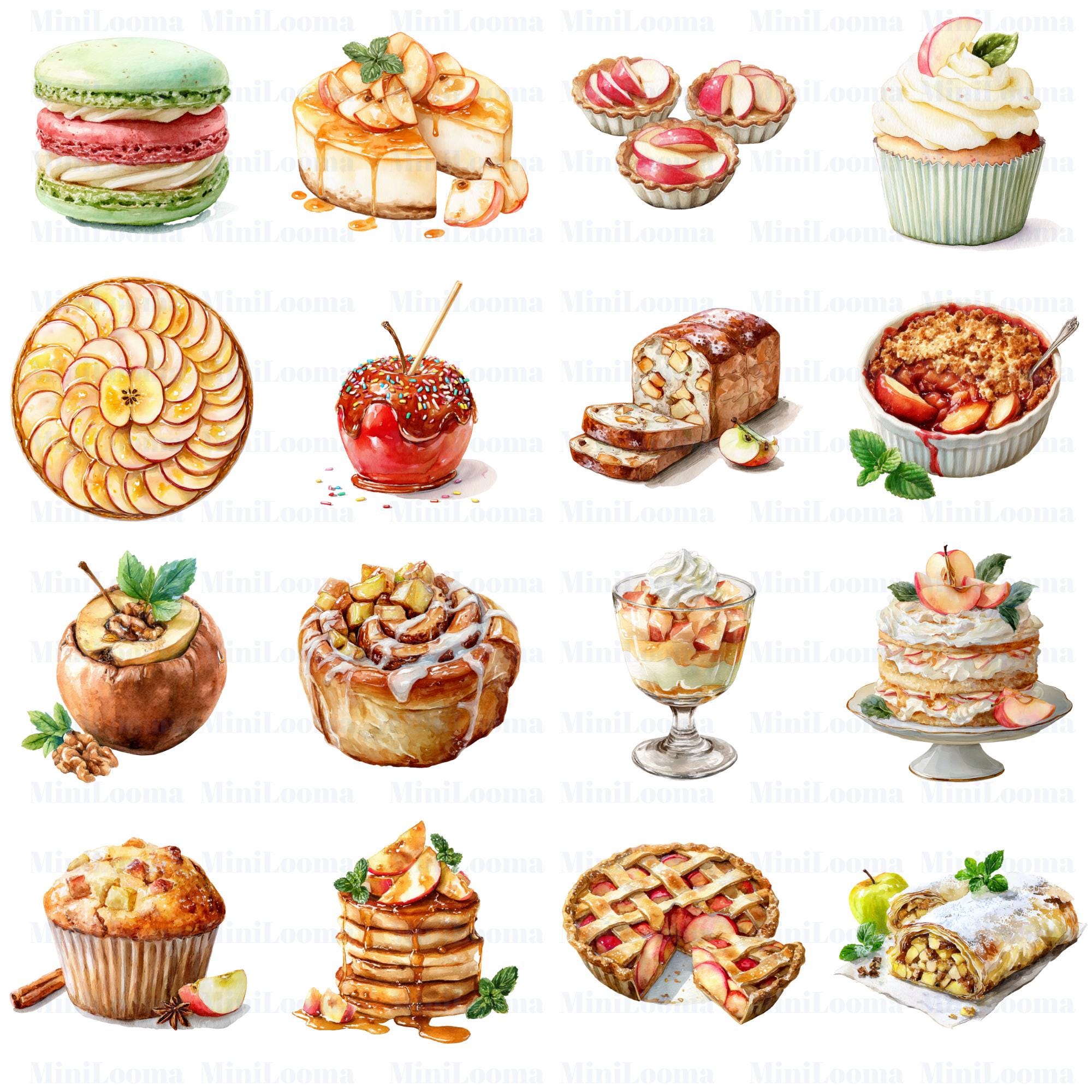 20 Apple Desserts & Cakes Clipart| PNG Transparent