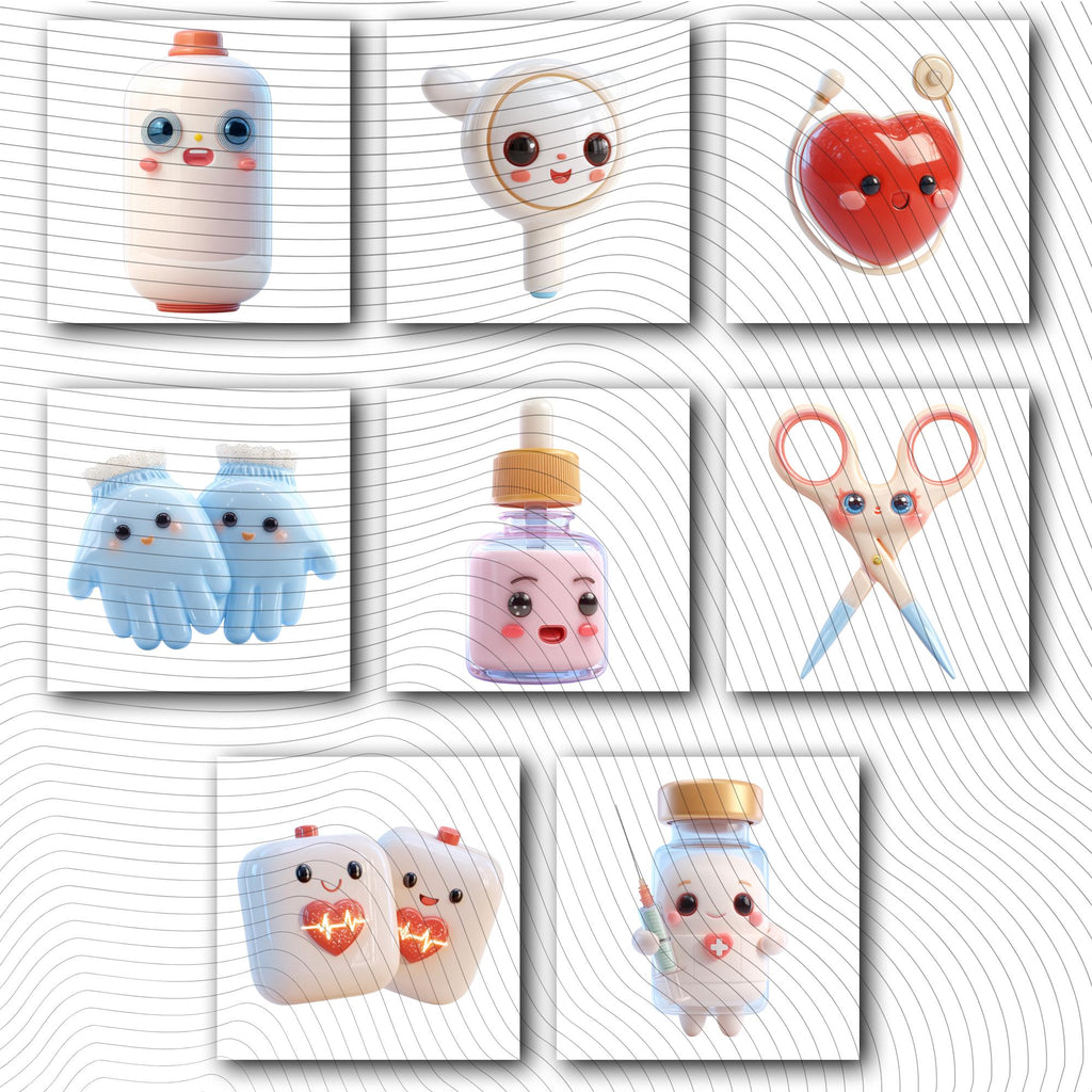 44 Kawaii Doctor Clipart and Medical Tools| Characters PNG Transparent Background| 300 DPI