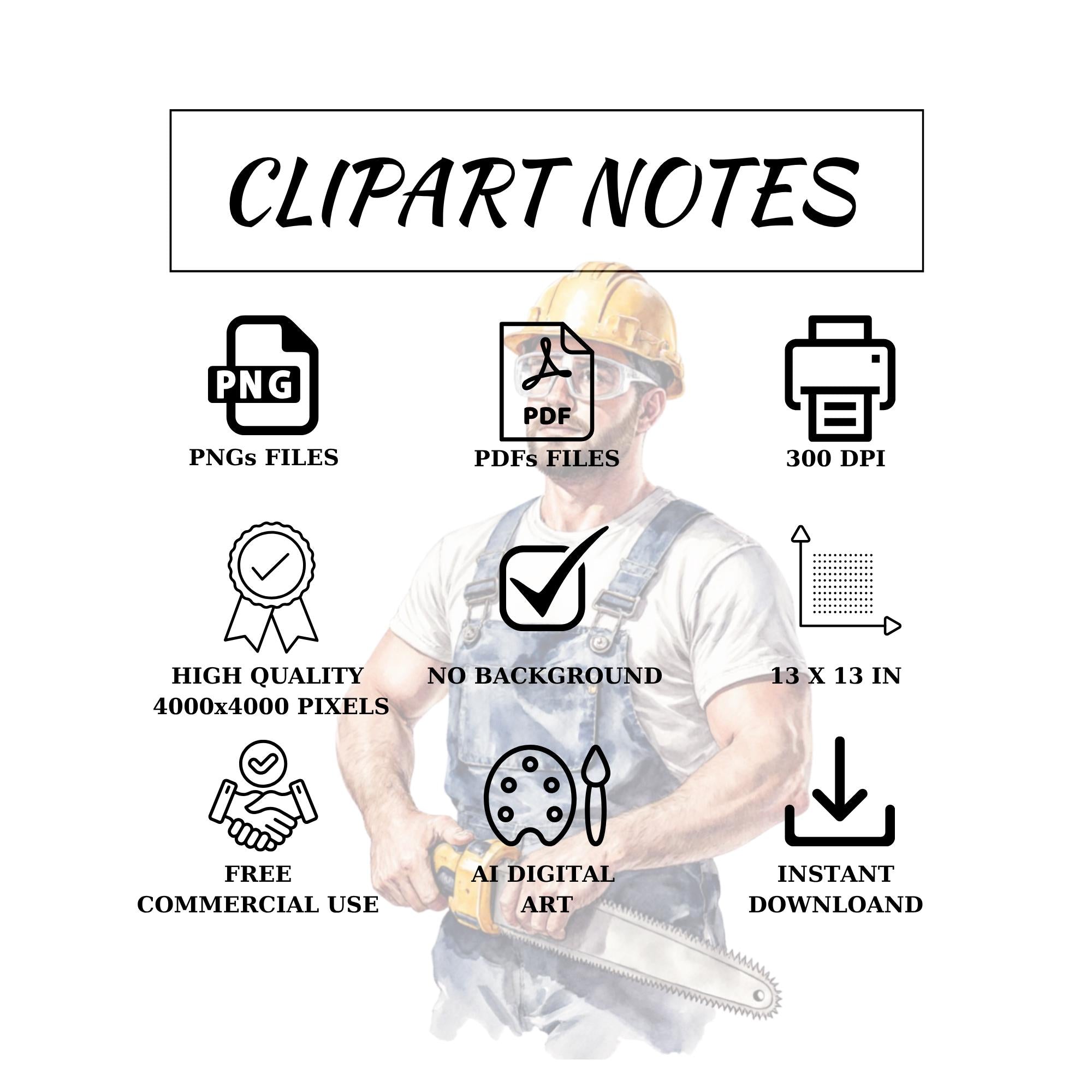 33 Carpenter Profession Clipart| Transparent Background