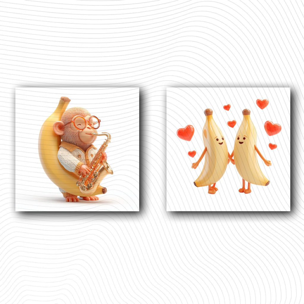 20 Quirky Banana Club Clipart | Transparent Background