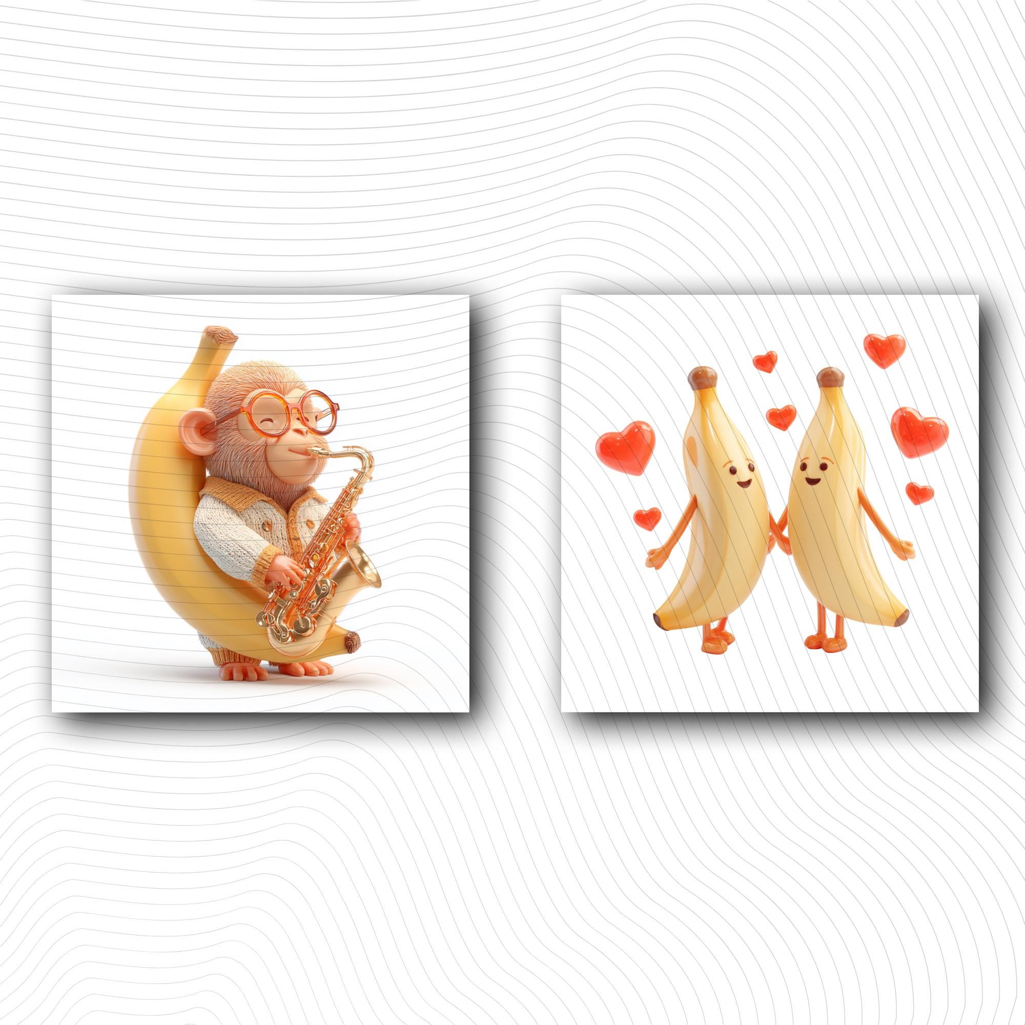 20 Quirky Banana Club Clipart | Transparent Background