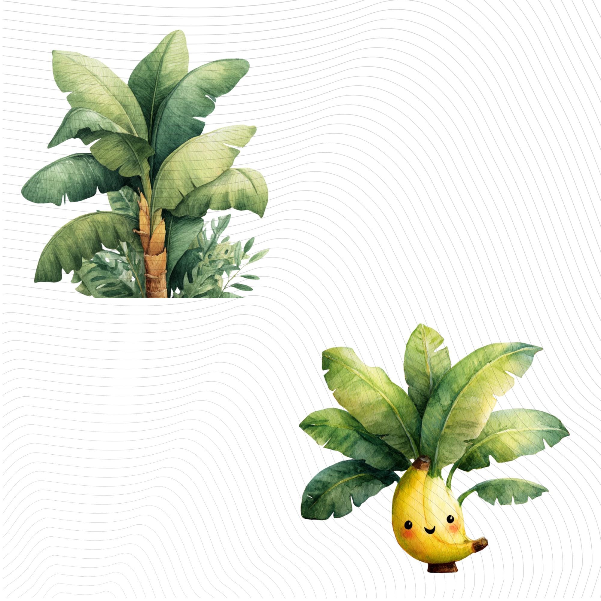 27 Banana Tree Clipart Bundle: Tropical Fruit PNG Set (Digital Download)