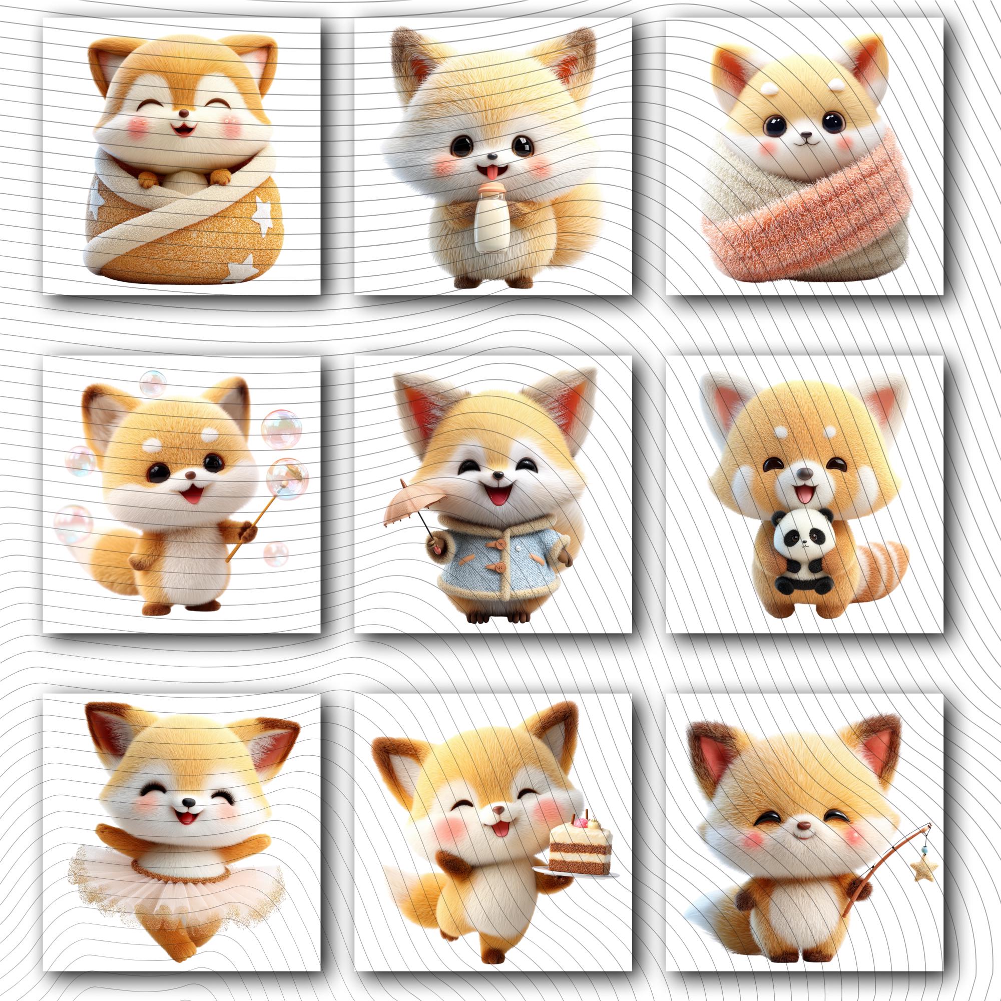 20 Quirky Fox Clipart Set | Funny  Characters PNG Transparent Background| 300DPI