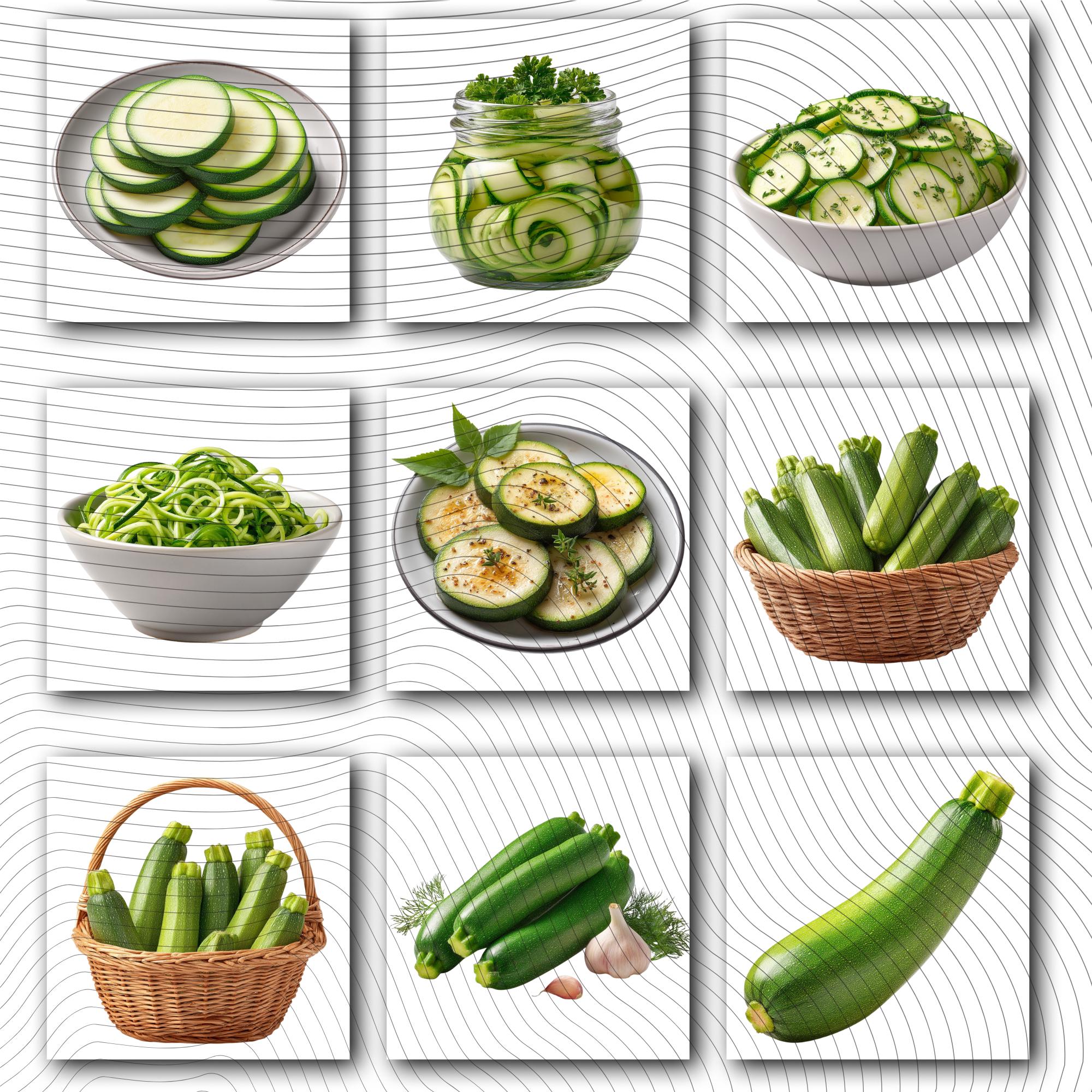 27 Realistic Zucchini Clipart Bundle| PNG Transparent Background