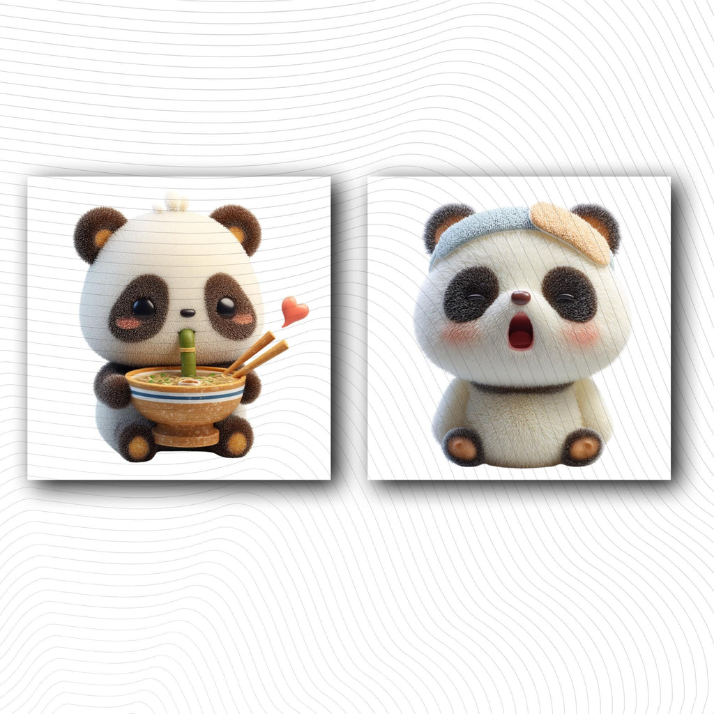 20 Quirky Panda Clipart Bundle | Kawaii Pastel Animals PNG Transparent Background