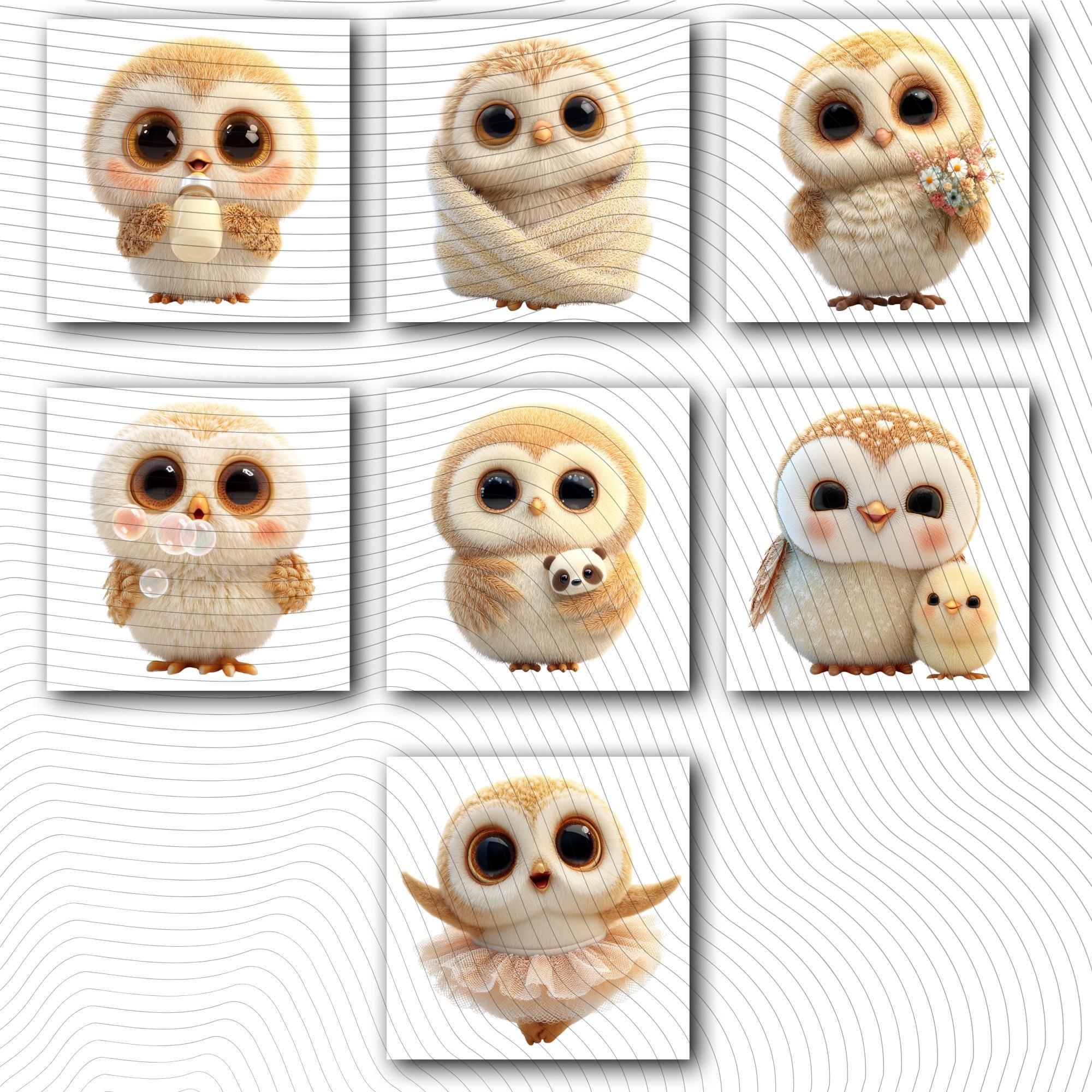 16 Quirky Owl Clipart Set | Funny Characters PNG Transparent Background| 300DPI