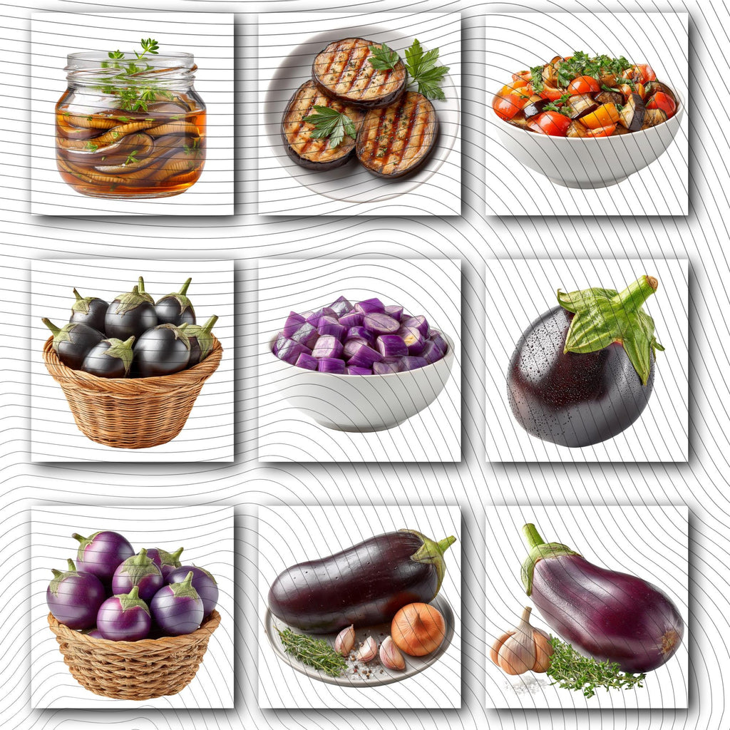 27 Realistic Eggplant Clipart Bundle| PNG Transparent Background