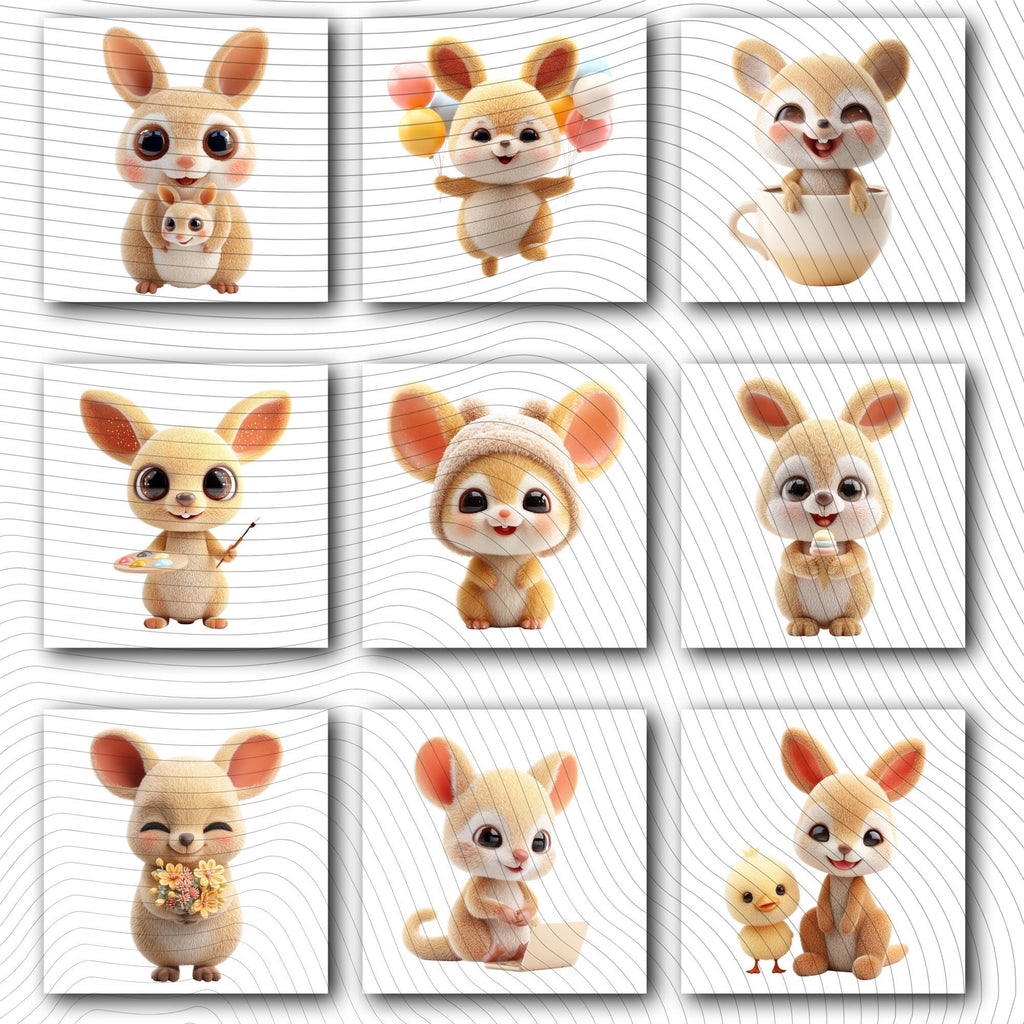 20 Quirky Kangaroo Clipart Set | Funny  Characters PNG Transparent Background| 300DPI