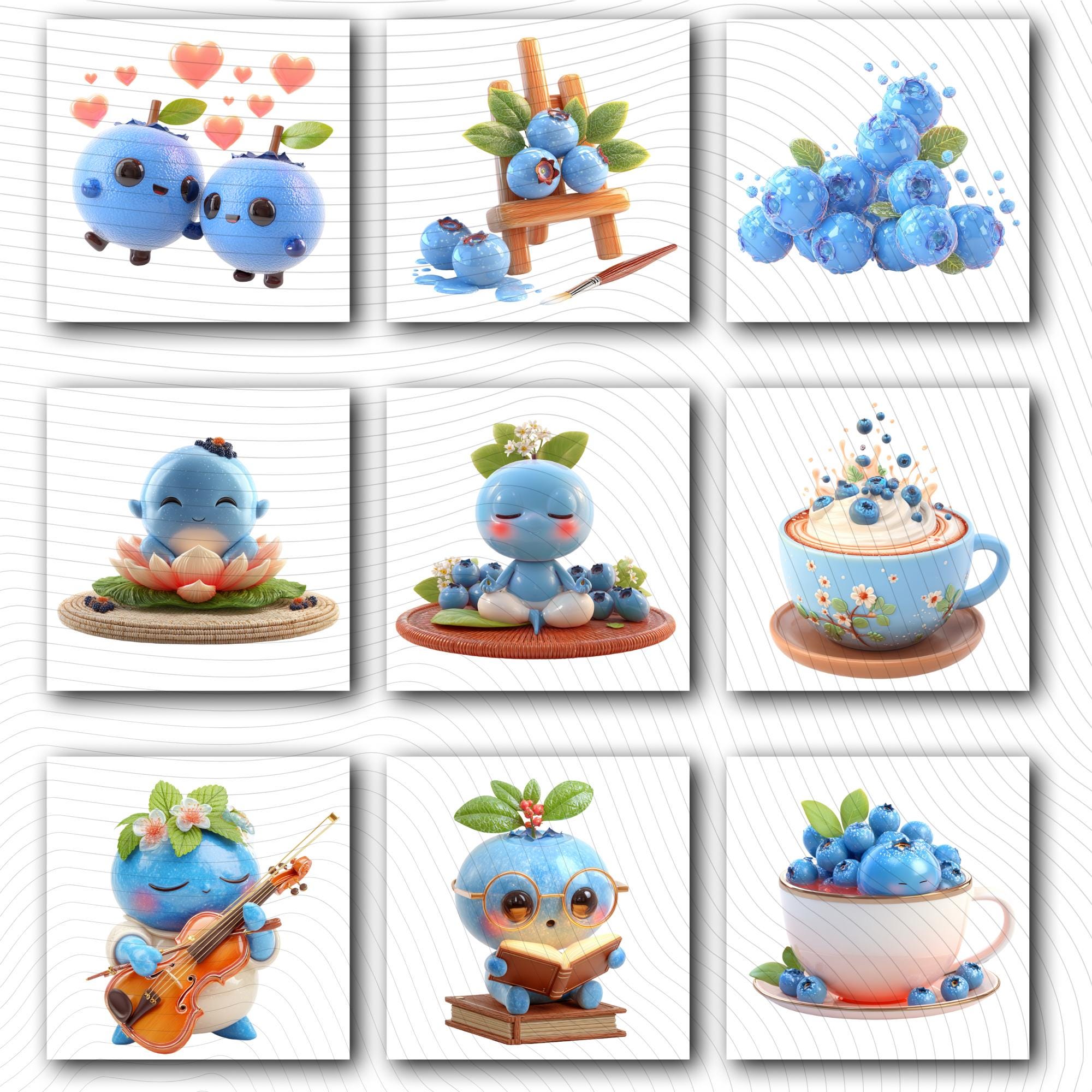 30 Quirky Blueberry Tales Clipart | PNG Transparent Background