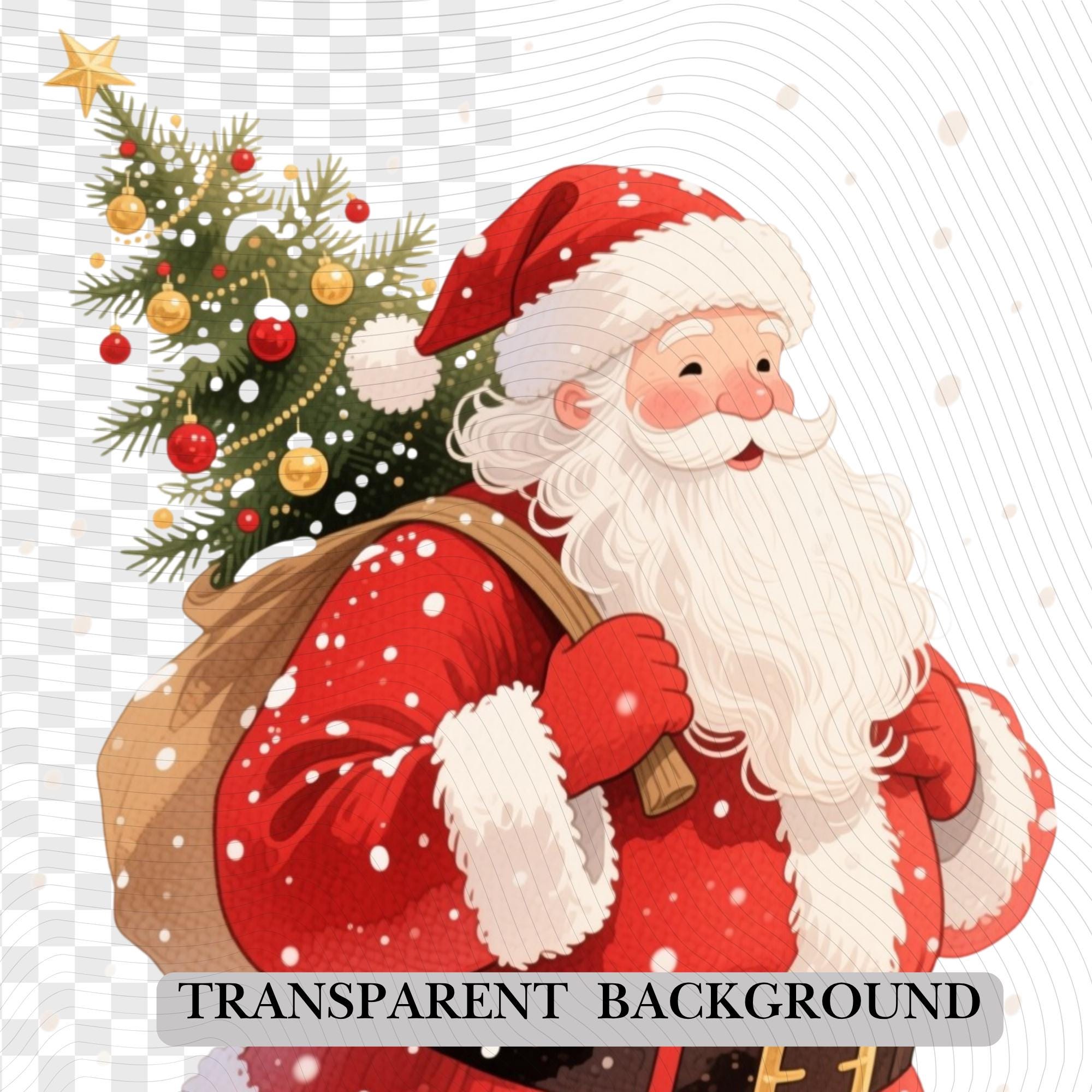 23 Santa's Christmas Journey Watercolor Clipart Bundle (PNG, 300 DPI)