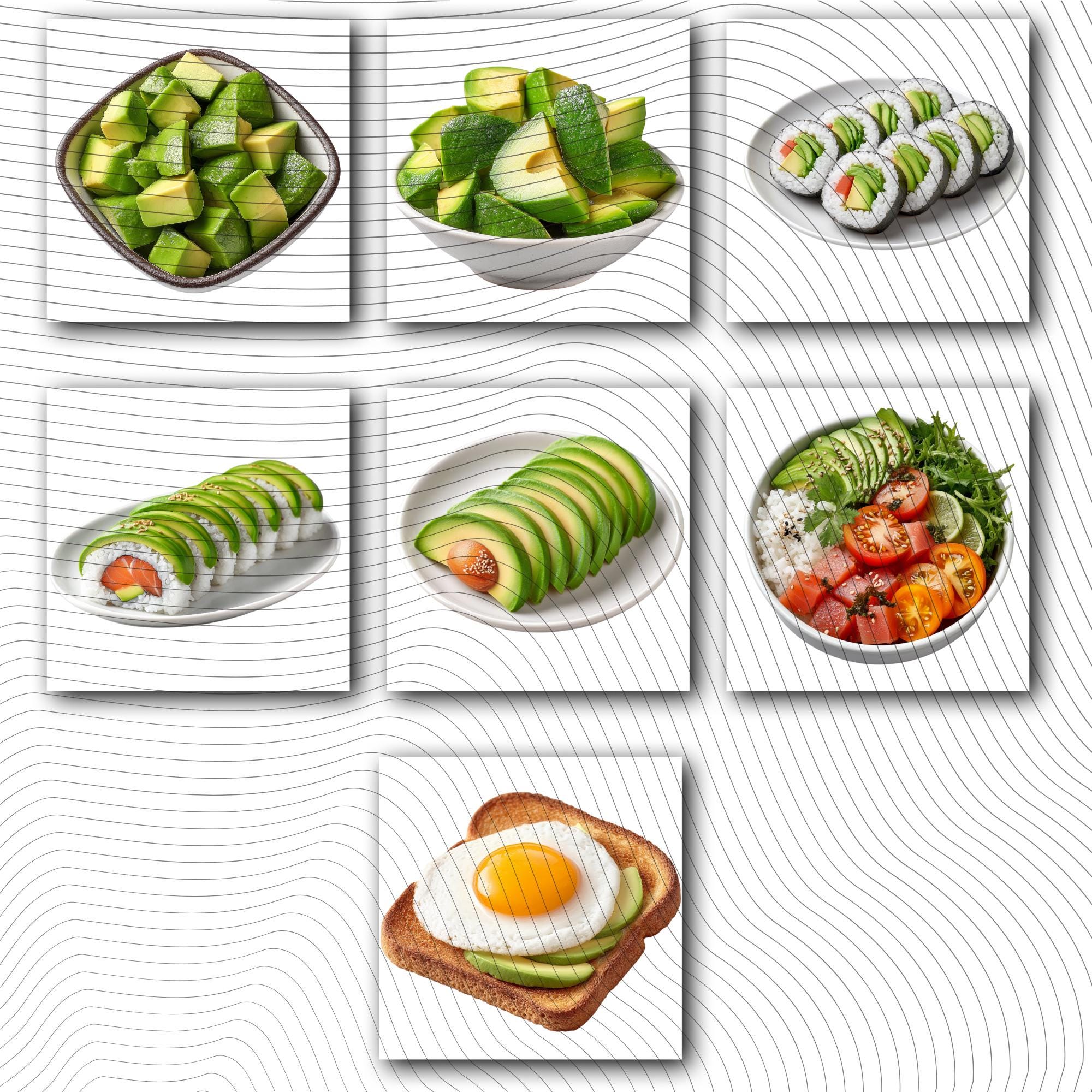 25 Realistic Avocado Clipart Bundle| PNG Transparent Background