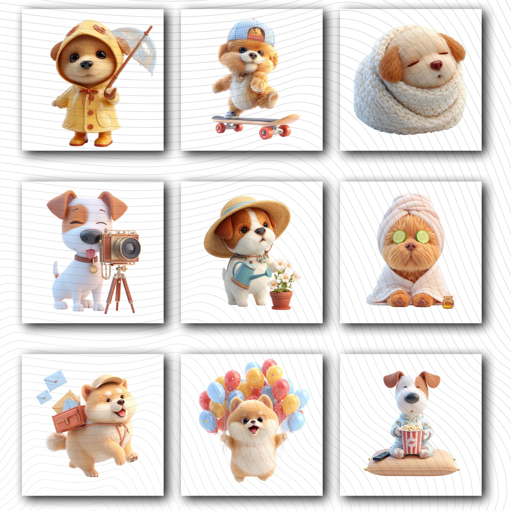 20 Quirky Dog Clipart Set | Funny  Characters PNG Transparent Background| 300DPI
