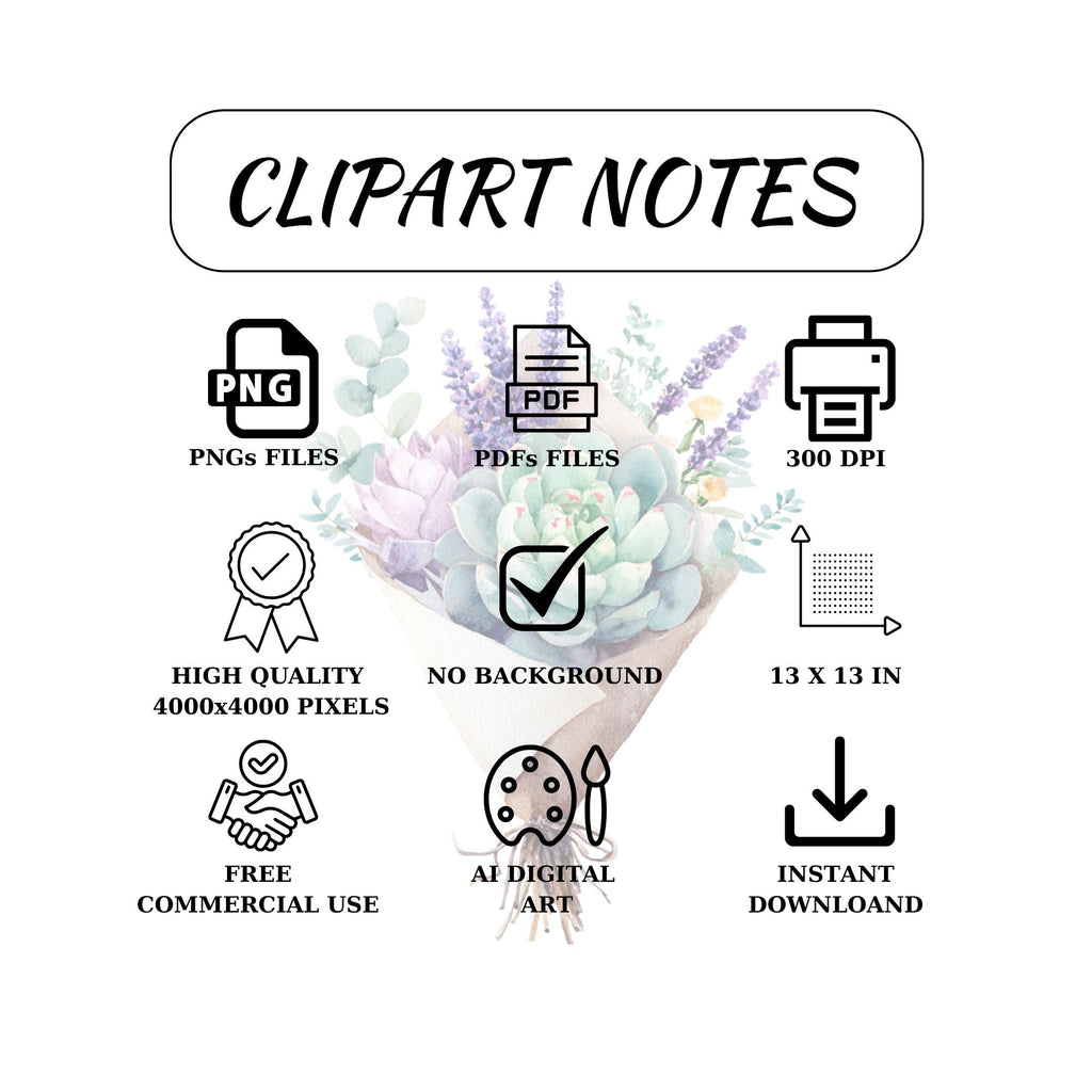 120 Succulent Clipart Bundle |Colorful Watercolor Succulents, Pots & Bouquets PNG Set |PNG  Transparent Background