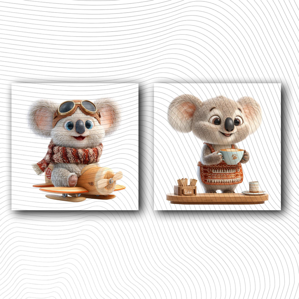 20 Quirky Koala Clipart Set | Funny Characters PNG Transparent Background| 300DPI