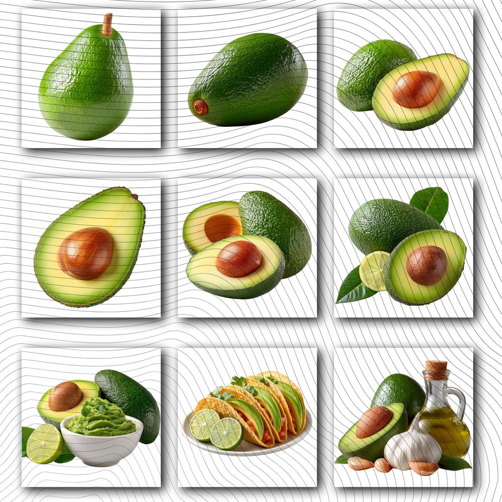 25 Realistic Avocado Clipart Bundle| PNG Transparent Background
