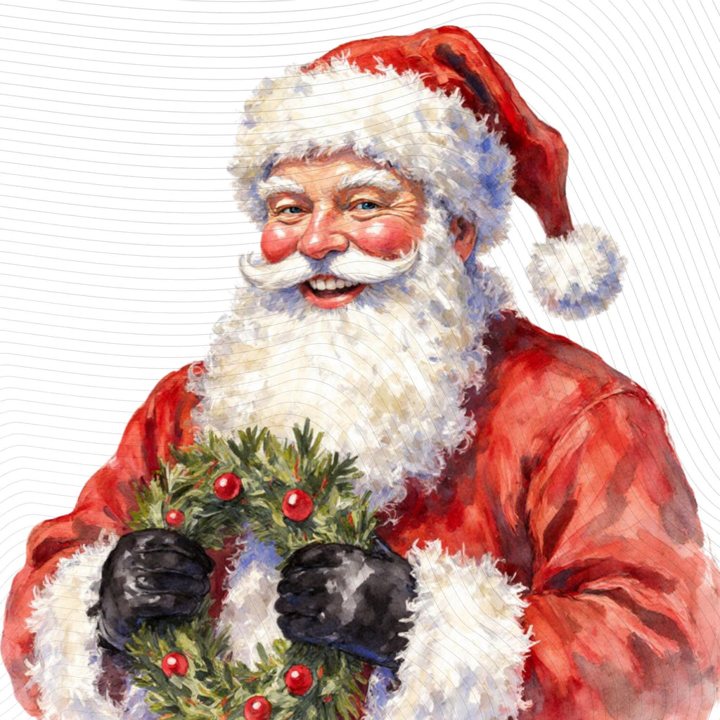 24 Santa Christmas Clipart Set, Watercolor PNG, Transparent Background (300 DPI)