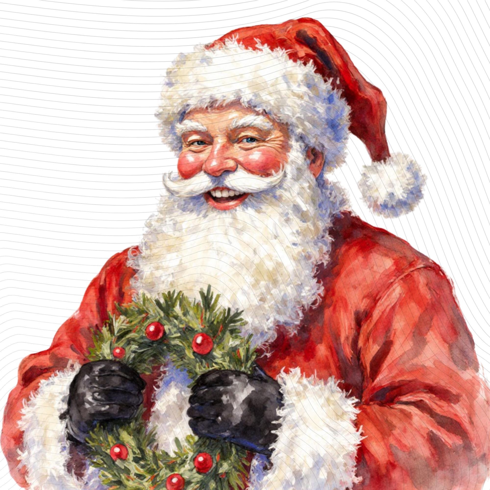 24 Santa Christmas Clipart Set, Watercolor PNG, Transparent Background (300 DPI)