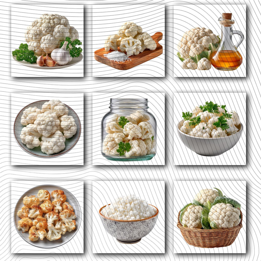 26 Realistic Cauliflower  Clipart Bundle| PNG Transparent Background