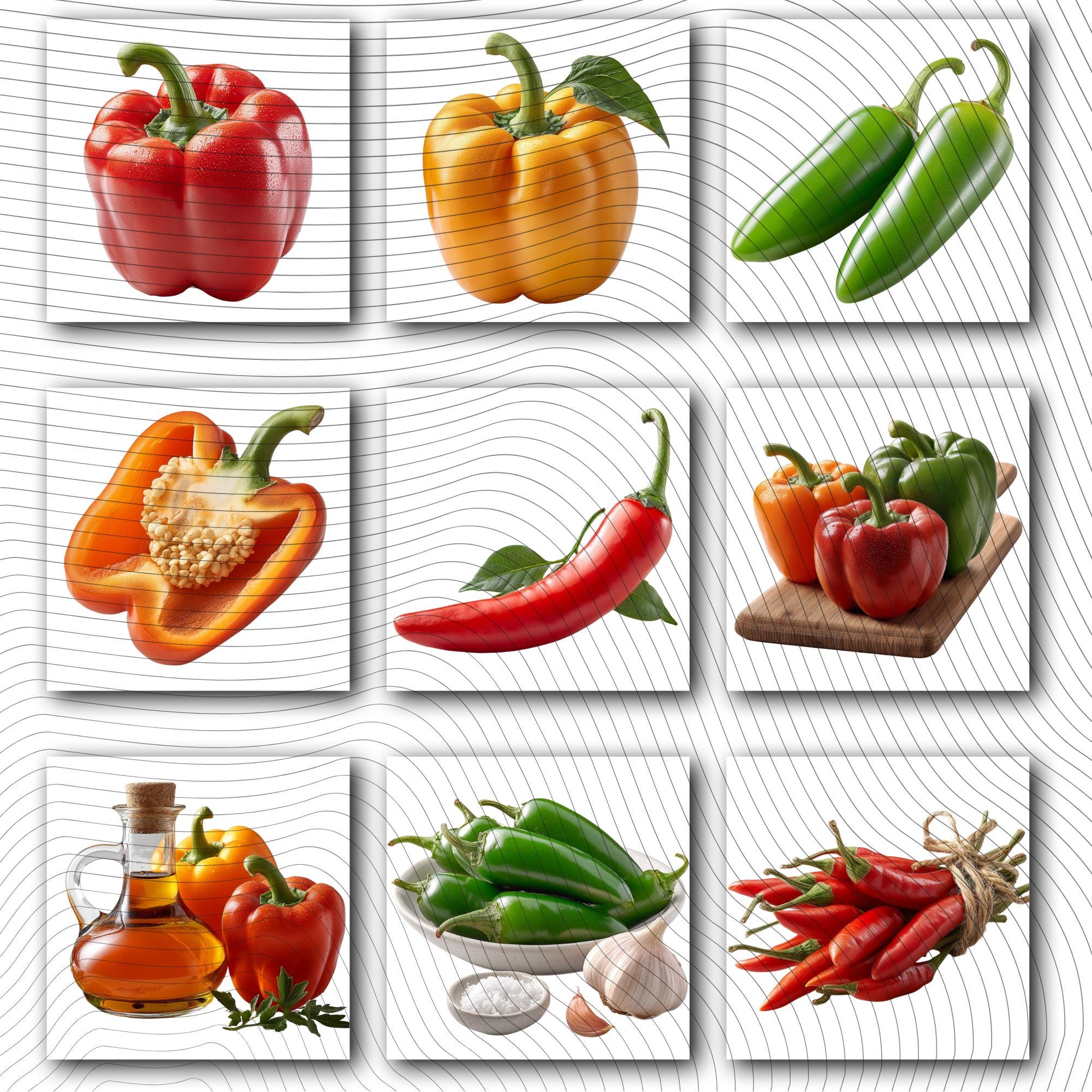29 Realistic Pepper Clipart Bundle| PNG Transparent Background
